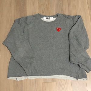 CDG- Comme des Garcons grey sweatshirt with red ❤️